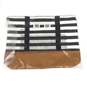 NWT DSW Unisex Striped Travel Tote Black White Tan